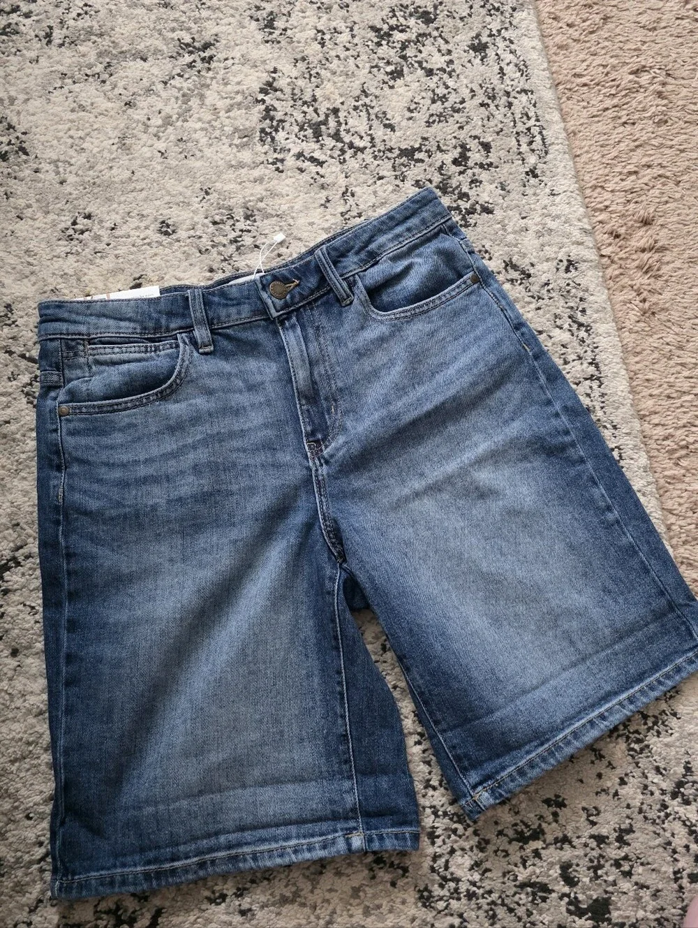 Wrangler Highrise Long Denim Shorts Womens 6 NWT Blue Boho Preppy 90s Western